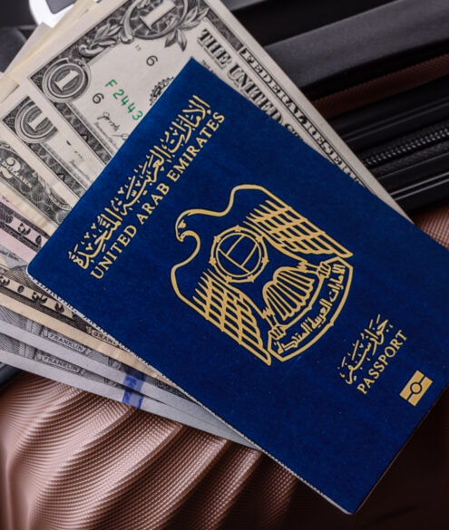 United Arab Emirates international passport displaying UAE golden visa residency documentation for citizens